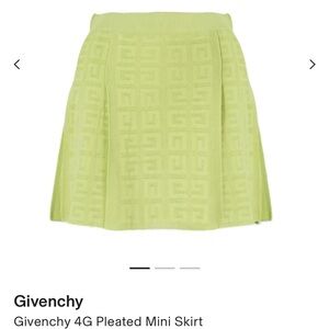 Givenchy Lime Green 4G Pleated Mini Skirt